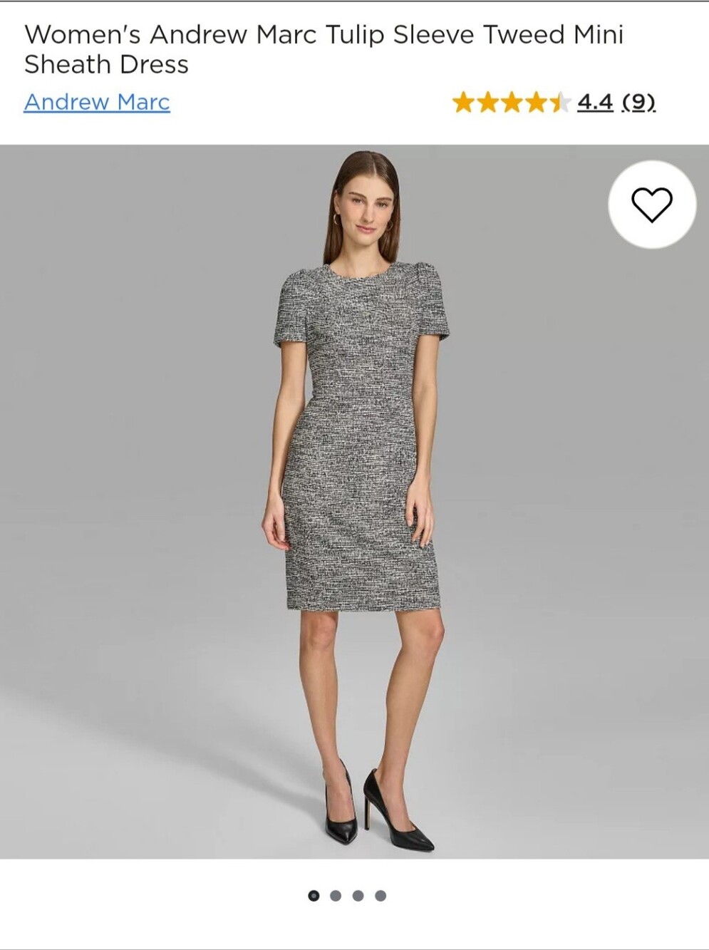 Andrew Marc Gray Tweed Short-Sleeve Sheath Dress